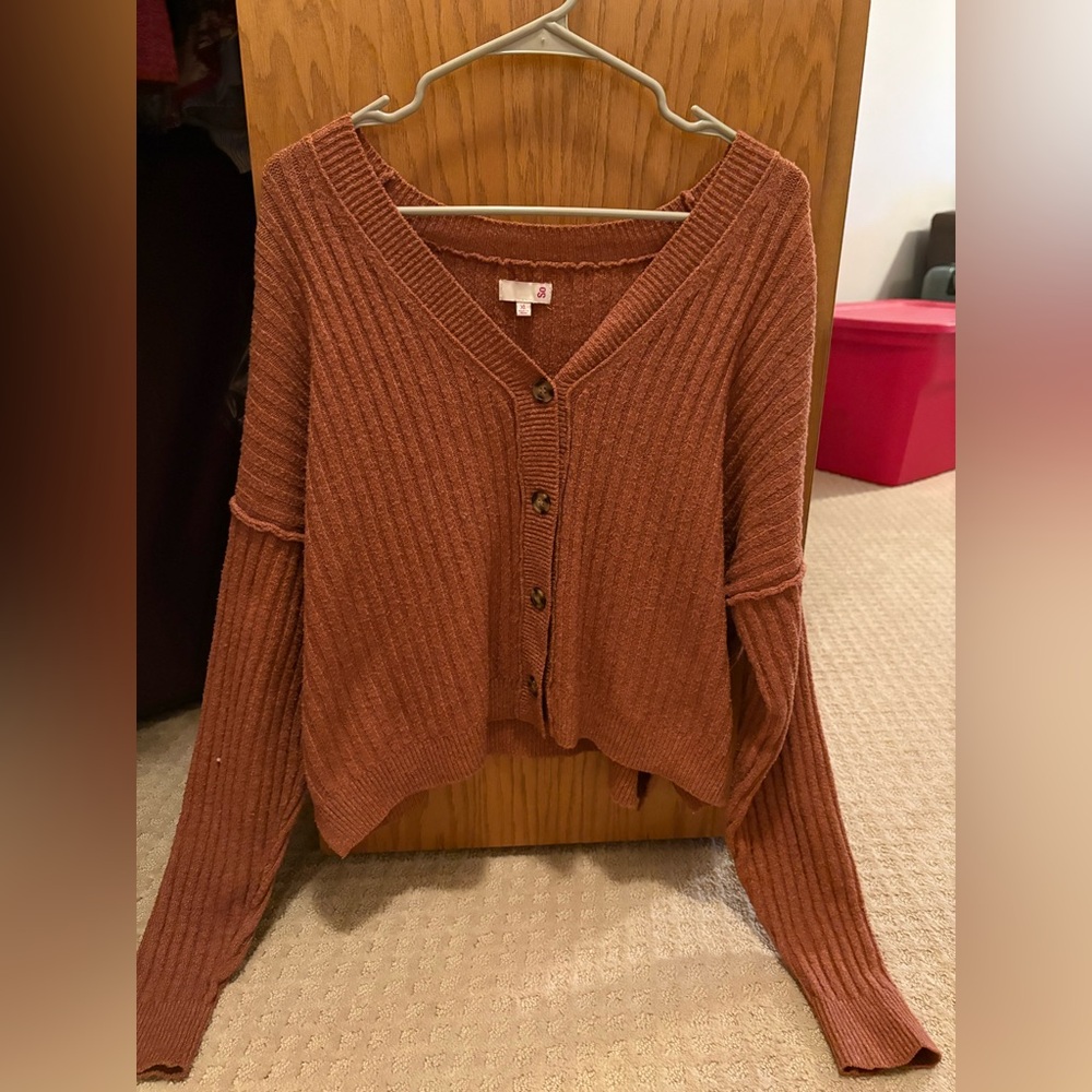 SO Orange Cropped Cardigan